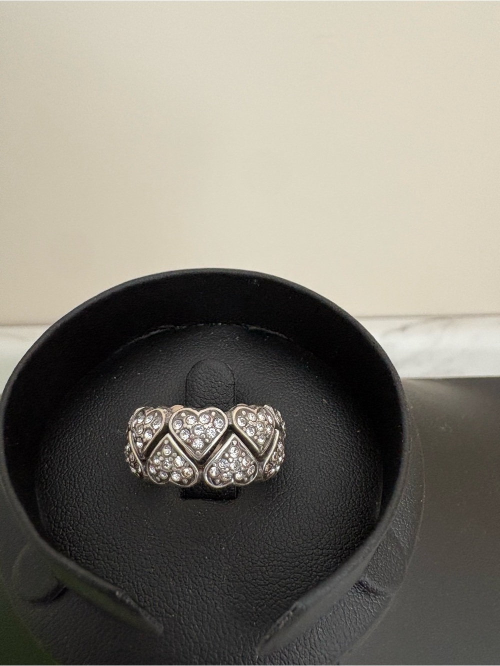 Brighton Silver-Tone Heart Pavé Crystal Ring - Picture 1 of 3
